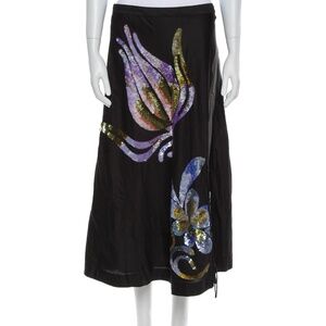 ❤️ Stunning Cynthia Rowley Midi Skirt with Sequin and Tassel Accents